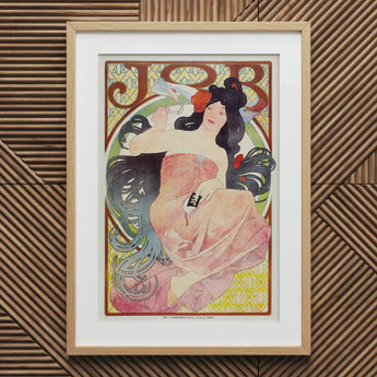 Job - Alphonse Mucha Art Nouveau Print / Canvas Framed Poster Woman Pink Attire Intricate, Composition Pivots, Prints