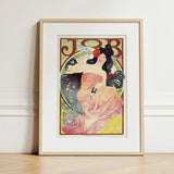 Job - Alphonse Mucha Art Nouveau Print / Canvas Framed Poster Woman Pink Attire Intricate, Composition Pivots, Prints