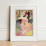 Job - Alphonse Mucha Art Nouveau Print / Canvas Framed Art Nouveau Poster Woman Pink Attire Intricate Alphonse Mucha, Mucha Art, Nouveau,