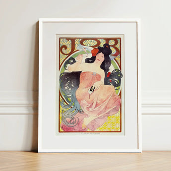 Job - Alphonse Mucha Art Nouveau Print / Canvas Framed Poster Woman Pink Attire Intricate, Composition Pivots, Prints