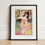 Job - Alphonse Mucha Art Nouveau Print / Canvas Framed Poster Woman Pink Peach Attire, Composition Pivots, Prints