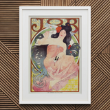 Job - Alphonse Mucha Art Nouveau Print / Canvas Framed Art Nouveau Poster Woman Pink Peach-toned Attire Alphonse Mucha, Mucha Art, Nouveau,