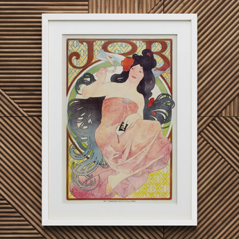 Job - Alphonse Mucha Art Nouveau Print / Canvas Framed Art Nouveau Poster Woman Pink Peach-toned Attire Alphonse Mucha, Mucha Art, Nouveau,