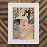 Job - Alphonse Mucha Art Nouveau Print / Canvas Framed Poster Woman Pink Peach-toned Attire, Composition Pivots, Prints