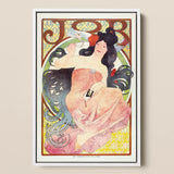 Job - Alphonse Mucha Art Nouveau Print / Canvas Art Nouveau Poster White Frame Elegant Woman Black Alphonse Mucha, Mucha Art, Nouveau,