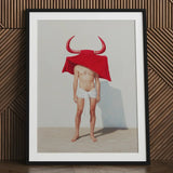 Joysticks - Surreal Gay Matador Art Print / Canvas Framed Man Red Fabric Draped Head Matador’s Horny, Essence, Prints