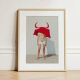 Joysticks - Surreal Gay Matador Art Print / Canvas Framed Muscular Figure Red Bull Horns Matador’s Horny, Essence, Prints