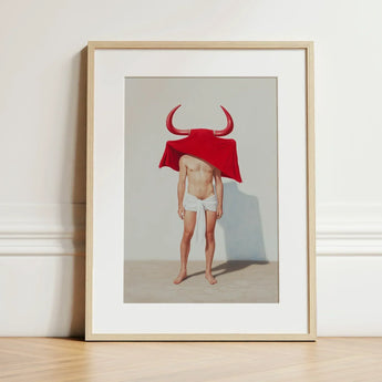 Joysticks - Surreal Gay Matador Art Print / Canvas Framed Muscular Figure Red Bull Horns Matador’s Horny, Essence, Prints