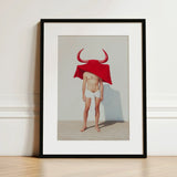 Joysticks - Surreal Gay Matador Art Print / Canvas Framed Muscular Figure Red Horns Cloth Matador’s Horny, Essence, Prints