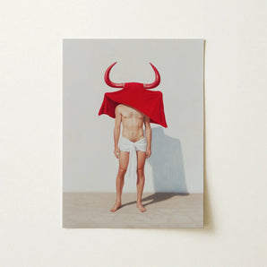Joysticks - Surreal Gay Matador Art Print / Canvas Red Fabric Cape Glossy Curved Horns Draped Figure’s Matador’s Horny, Essence, Prints