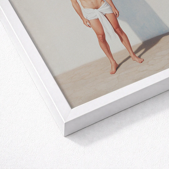 White Framed Art Print Man Light Gray Fabric Gay Matador’s Horny, Essence, Surreal Matador