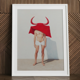 Joysticks - Surrealer schwuler Matador-Kunstdruck / Leinwand, 24x32’’ / 61x81cm / Weißer Rahmen / Passepartout, Poster, Drucke & visuelle Kunstwerke, Toby Leon