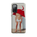 Joysticks - Surreal Gay Matador Phone Case Samsung Galaxy S20 Fe / Matte Sleek Light Gray Phone Case Vivid Illustration Muscular Gay