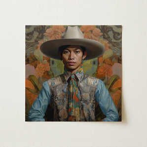 Junada - Gaysian Malay Cowboy Art Print / Canvas, Dandy Gay Cowboy, Elegant Malaysian Outlaw’s, Cowboy Spirit’s Queer