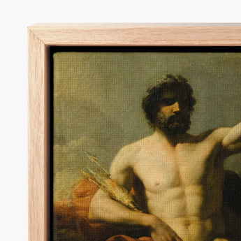 Framed Canvas Print Classical Painting Muscular Bearded Man Heinrich Friedrich Füger, Paints, Jupiter’s, Fist, Locked, Overhead, Pale Olive