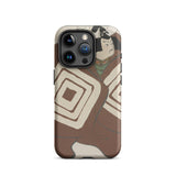 Kabuki Samurai - Kamisaka Sekka Phone Case Iphone 15 Pro / Matte Brown Beige Patterned Phone Case Kamisaka Sekka, Kabuki Samurai, Shadow