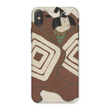 Kabuki Samurai - Kamisaka Sekka Phone Case Iphone x / Matte Phone Case Japanese-style Cat Illustration Geometric Brown Cream Kamisaka