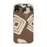 Kabuki Samurai - Kamisaka Sekka Phone Case Iphone Xr / Matte Phone Case Brown Cream Geometric Pattern Design Kamisaka Sekka, Kabuki