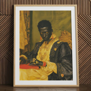 Khayman - Gay African Vampire Art Print / Canvas Framed Portrait Black Man Ornate Golden Regal Attire Gay African Vampire, Vampire Art,