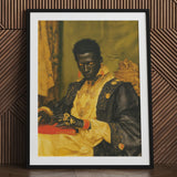 Khayman - Gay African Vampire Art Print / Canvas Framed Portrait Man Ornate Black Gold Attire Amber, Forgotten Lore Flood Prints