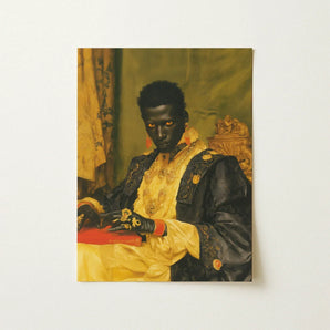 Khayman - Gay African Vampire Art Print / Canvas Portrait Regal Figure Ornate Black Gold Attire, Forgotten Lore Flood Prints