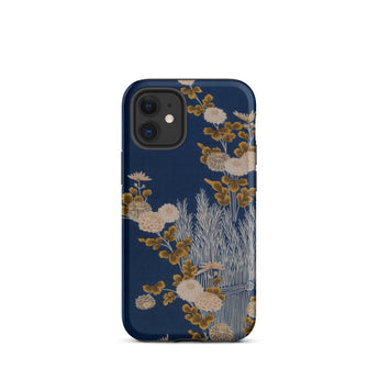 Kimono-Fragment mit Reisigzaun und Chrysanthemen Iphone-Hülle, 12 Mini / Matt, Handyhüllen, Toby Leon