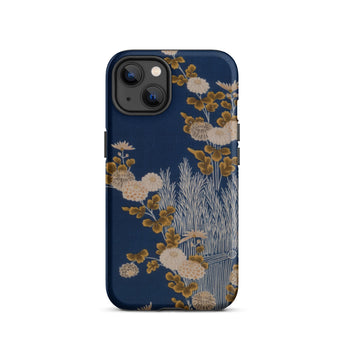 Kimono-Fragment mit Reisigzaun und Chrysanthemen Iphone-Hülle, 13 / Matt, Handyhüllen, Toby Leon