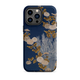 Kimono Fragment with Brushwood Fence and Chrysanthemums Iphone Case, 14 Pro Max / Matte, Floral Patterned Phone Case