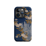 Kimono-Fragment mit Reisigzaun und Chrysanthemen iPhone Case, 15 Pro / Matt, Handyhüllen, Toby Leon