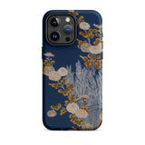 Kimono-Fragment mit Reisigzaun und Chrysanthemen iPhone Case, 15 Pro Max / Matt, Handyhüllen, Toby Leon
