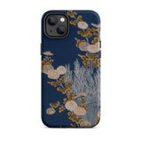 Kimono Fragment with Brushwood Fence and Chrysanthemums Phone Case Iphone 14 Plus / Matte Floral Patterned Phone Case Chrysanthemums Bloom,