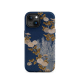 Kimono Fragment with Brushwood Fence and Chrysanthemums Phone Case Iphone 15 / Matte Floral-patterned Phone Case Chrysanthemums Bloom,