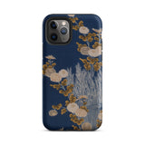 Kimono Fragment with Brushwood Fence and Chrysanthemums Phone Case Iphone 11 Pro / Matte Floral-patterned Bloom, Ochre Blossoms Uncoil,