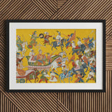 King Dasaratha Proceeds to Rama’s Wedding - Shangri Ramayana Art Print / Canvas Framed Traditional Indian Miniature Painting Vibrant Colors