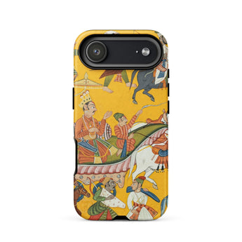 King Dasaratha Proceeds to Rama’s Wedding - Shangri Ramayana Phone Case Iphone 17 Air / Matte Yellow Phone Case Colorful Traditional Art