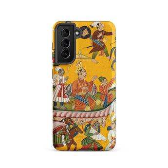 King Dasaratha Proceeds to Rama’s Wedding - Shangri Ramayana Phone Case Samsung Galaxy S21 / Matte Vibrant Yellow Phone Case Adorned