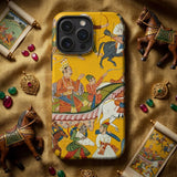 King Dasaratha Proceeds to Rama’s Wedding - Shangri Ramayana Phone Case Vibrant Yellow Phone Case Adorned Intricate Traditional Indian King