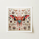 King Dom Beetle - Alien Insect Taxonomy Art Print / Canvas Vibrant Intricately Designed Mixed-media Artwork Central Colorful Insect-like,
