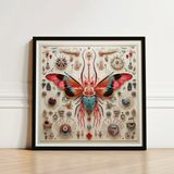 Vibrant Intricately Designed Framed Artwork Central Mechanical Insect King Dom Beetle, Alien Species Taxonomy, Xenoentomological Artistry