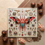 King Dom Beetle - Alien Insect Taxonomy Art Print / Canvas Vibrant Intricately Detailed Butterfly Sculpture Iridescent Pink Teal King Dom