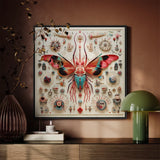 King Dom Beetle - Alien Insect Taxonomy Art Print / Canvas Vibrant Intricately Detailed Framed Artwork Central Colorful Moth, Species,