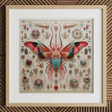 King Dom Beetle - Alien Insect Taxonomy Art Print / Canvas Vibrant Intricately Detailed Papercraft Butterfly Pink Teal Wings, Species,