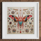 King Dom Beetle - Alien Insect Taxonomy Art Print / Canvas Vibrant Intricately Detailed Three-dimensional Butterfly Sculpture Pink Teal,