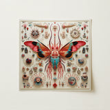 King Dom Beetle - Alien Insect Taxonomy Art Print / Canvas Vibrant Three-dimensional Butterfly Sculpture Pink Teal Wings Accented, Species,