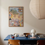 King Sal Visits Kala Yavana - Harivamsa Art Print / Canvas White Ceramic Mushroom-shaped Table Lamp Smooth Glossy Finish King Sal Strides,