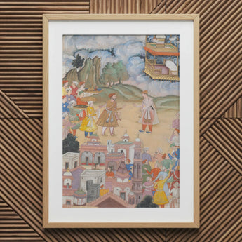 King Sal Visits Kala Yavana - Harivamsa Art Print / Canvas Wooden Framed Artwork Vibrant Colors Detailed Illustration Historical Strides,