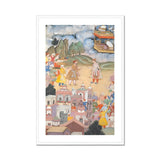 King Sal Visits Kala Yavana - Harivamsa Art Print, Framed Mughal-style Painting