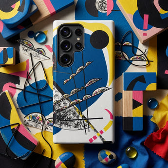 Kleine Welten Ii - Wassily Kandinsky Phone Case Vibrant Abstract Phone Case Bold Blue Yellow Black Kandinsky’s Celestial Musings, Swirling