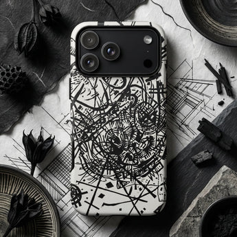 Kleine Welten Viii - Wassily Kandinsky Phone Case Black White Abstract Line Art Phone Case Bold Kleine Welten Viii, Wassily Kandinsky Drew