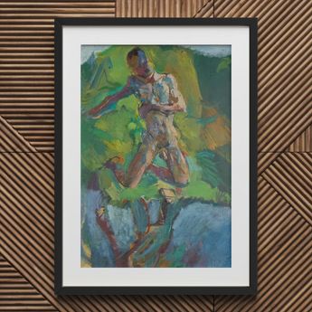 Kniender Narziss – Anton Kolig Kunstdruck / Leinwand, 20x30’’ / 51x76cm / Schwarzer Rahmen / Passepartout, Poster, Drucke & visuelle Kunstwerke, Toby Leon